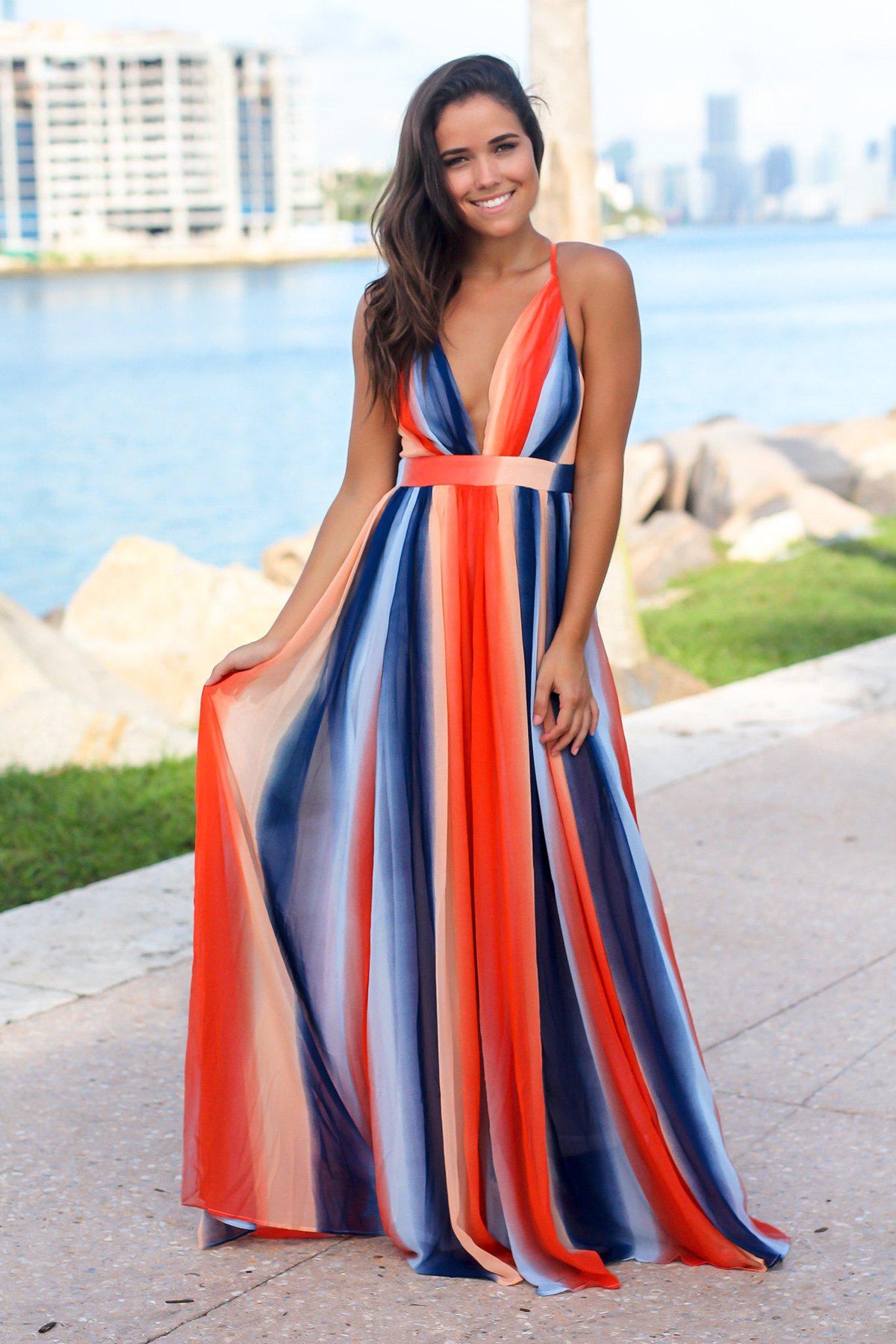 Orange Striped Maxi Dress | Maxi Dresses – Saved by the Dress
