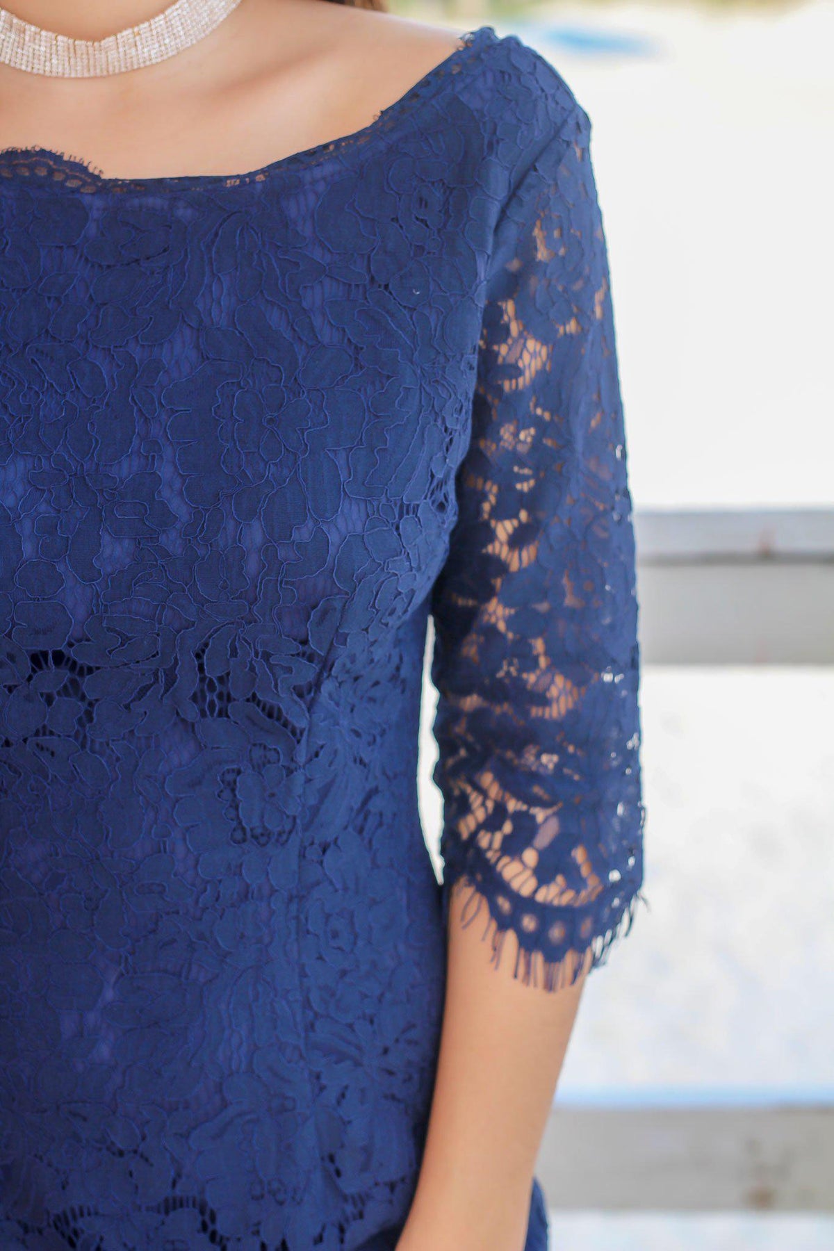 Navy Lace Dress with 3/4 Sleeves | Short Dresses Saved by the Dress Navy Lace Dress with 3/4 Sleeves | Short Dresses Saved by the Dress