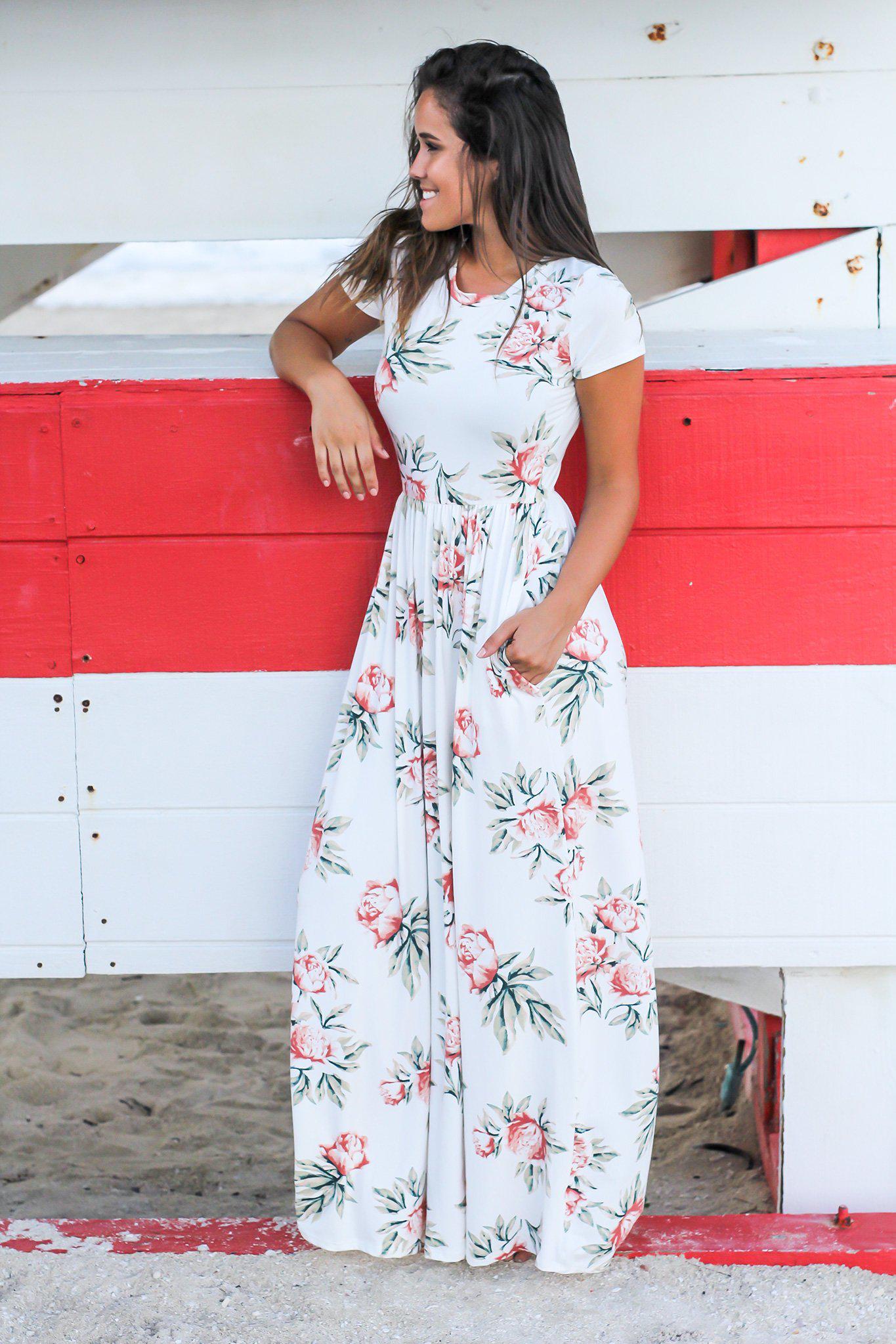 White Floral Maxi Dress with Short Sleeves | Maxi Dresses Saved by the Dress White Floral Maxi Dress with Short Sleeves | Maxi Dresses Saved by the Dress