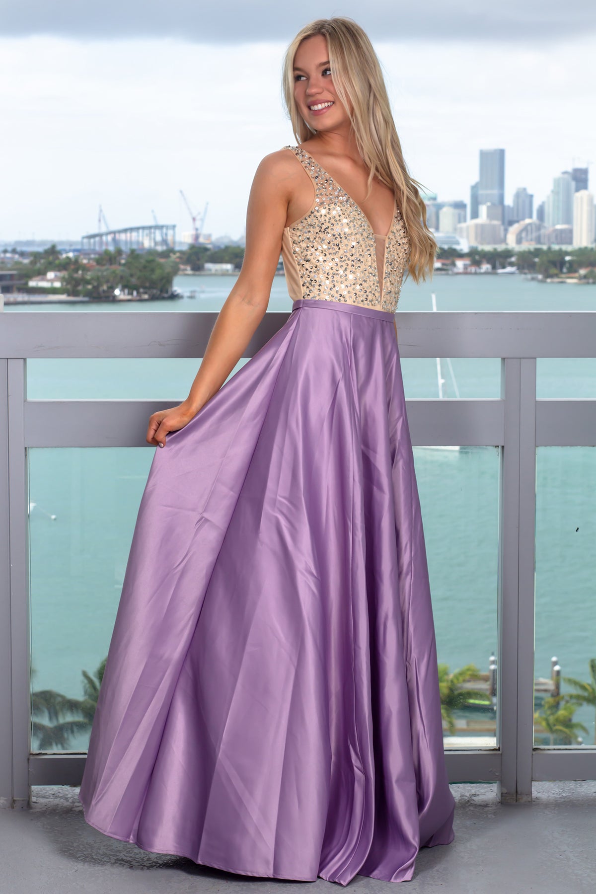 Lavender Maxi Dress with Sequin Top | Maxi Dresses – Saved by the Dress