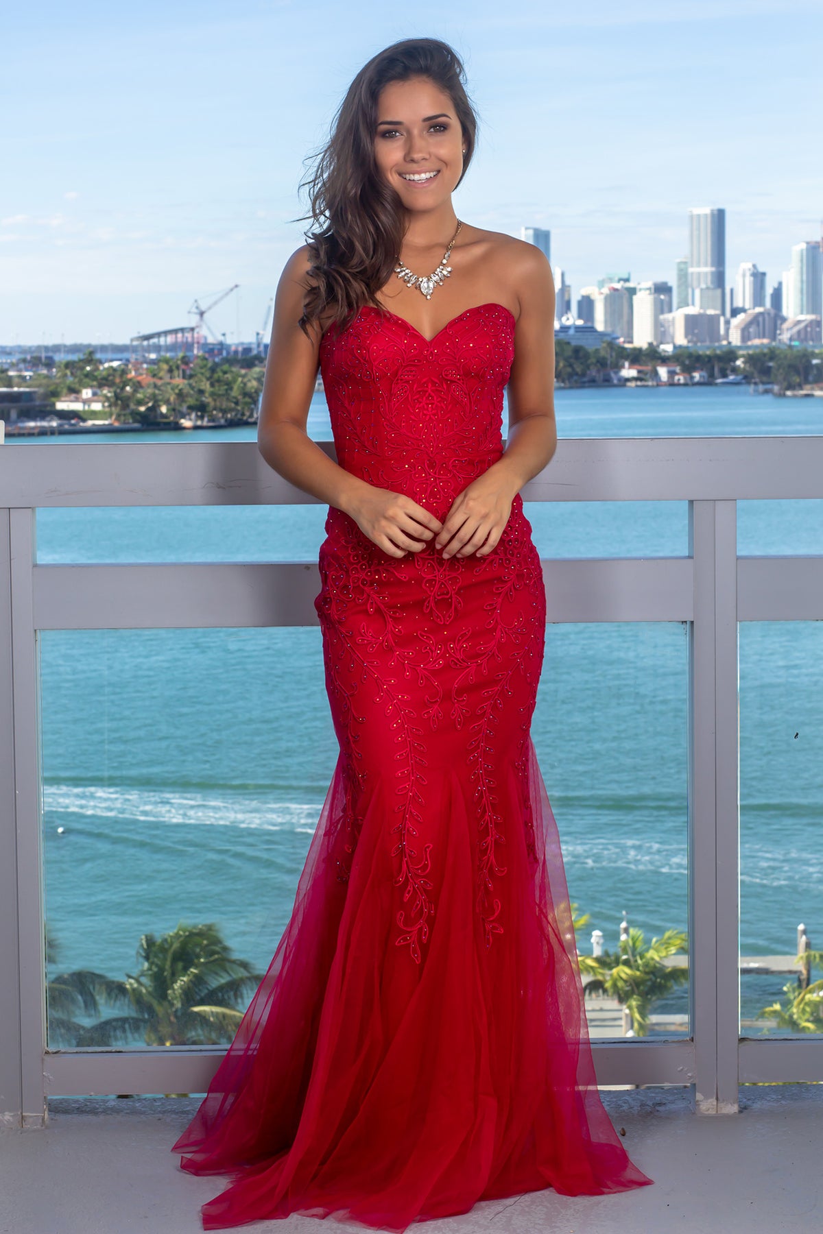 Red Strapless Tulle Maxi Dress | Maxi Dresses – Saved by the Dress