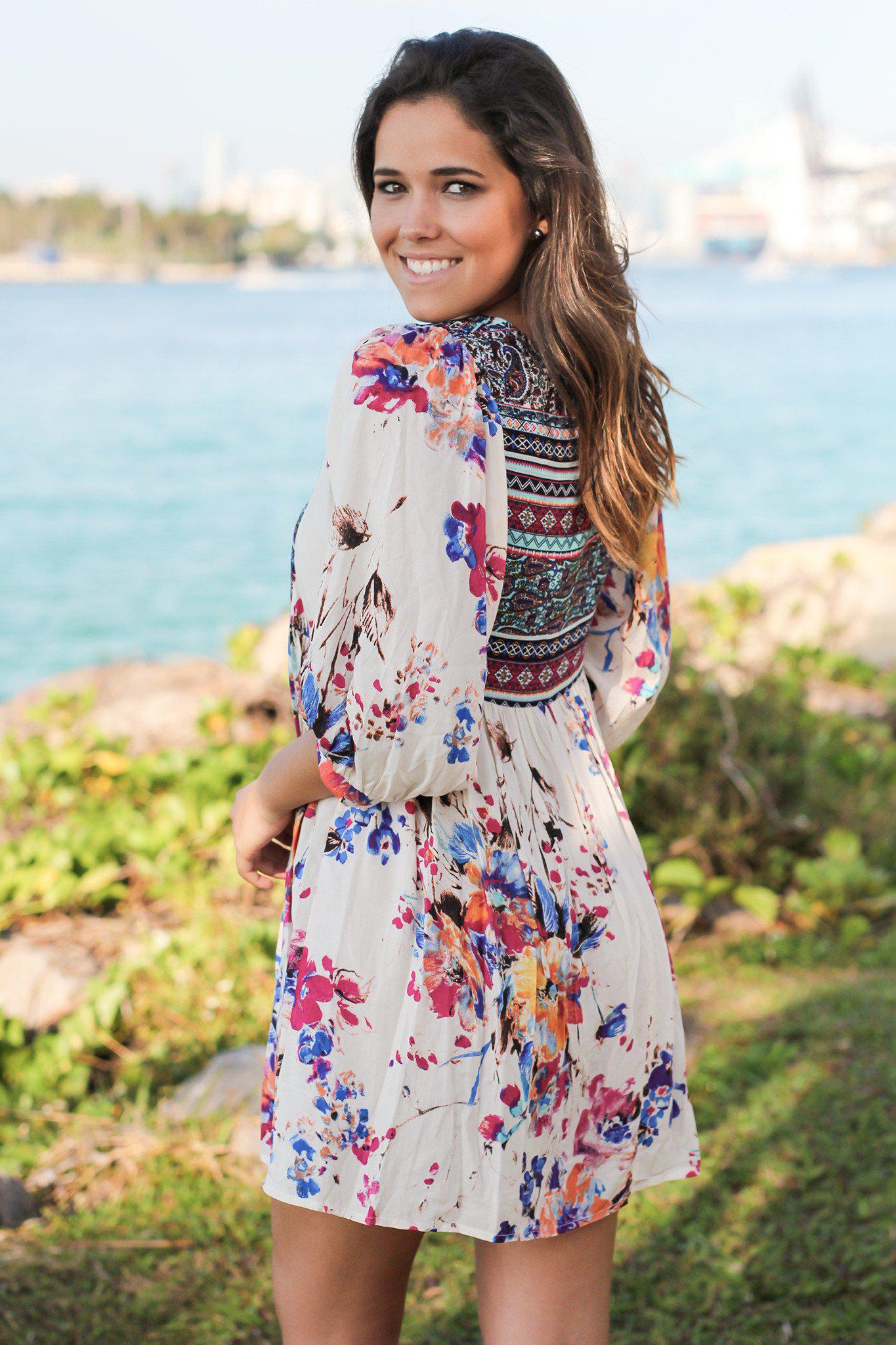 Boho Floral Printed Short Dress | Short Dresses – Saved by the Dress