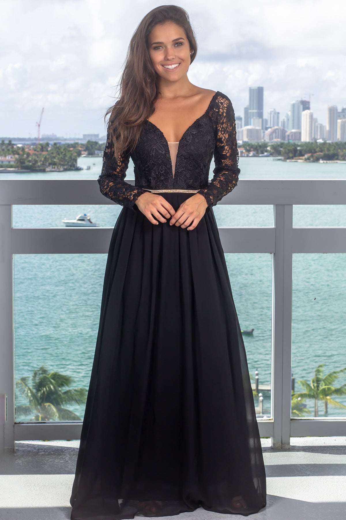 Black Embroidered Top Maxi Dress with Jewel Detail and Sleeves | Maxi ...