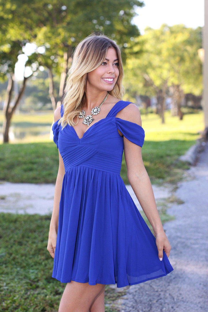Royal Blue Off Shoulder Short Dress | Royal Blue Short Dress | Bridesmaid  Dress  Saved by the Dress