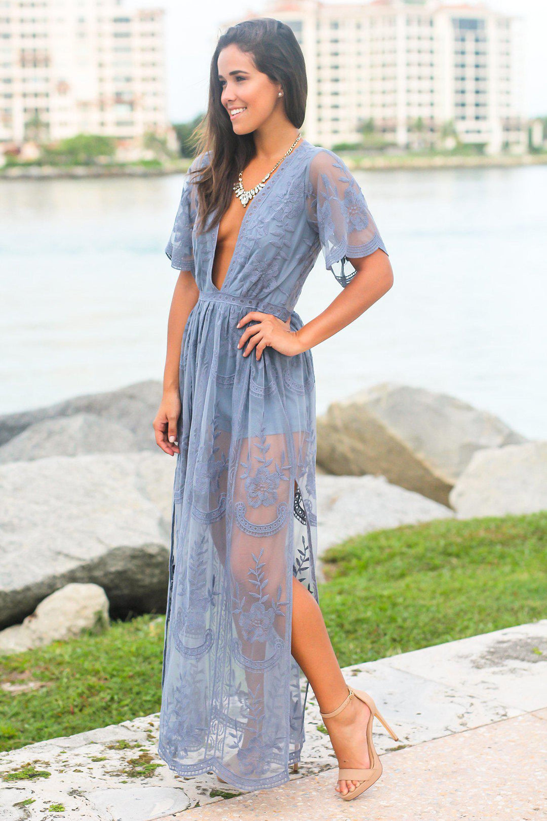 Blue maxi romper top