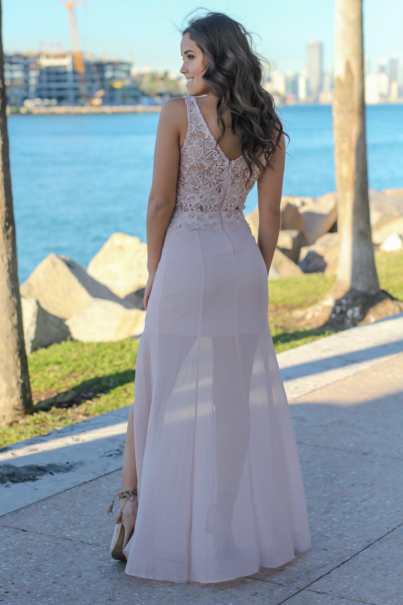 Dusty Blush V-Neck Maxi Dress with Crochet Top | Maxi Dresses – Saved ... Dusty Blush V-Neck Maxi Dress with Crochet Top | Maxi Dresses – Saved ...