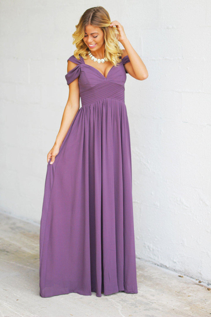 Dusty Purple Off Shoulder Maxi Dress | Dusty Purple Maxi Dress
