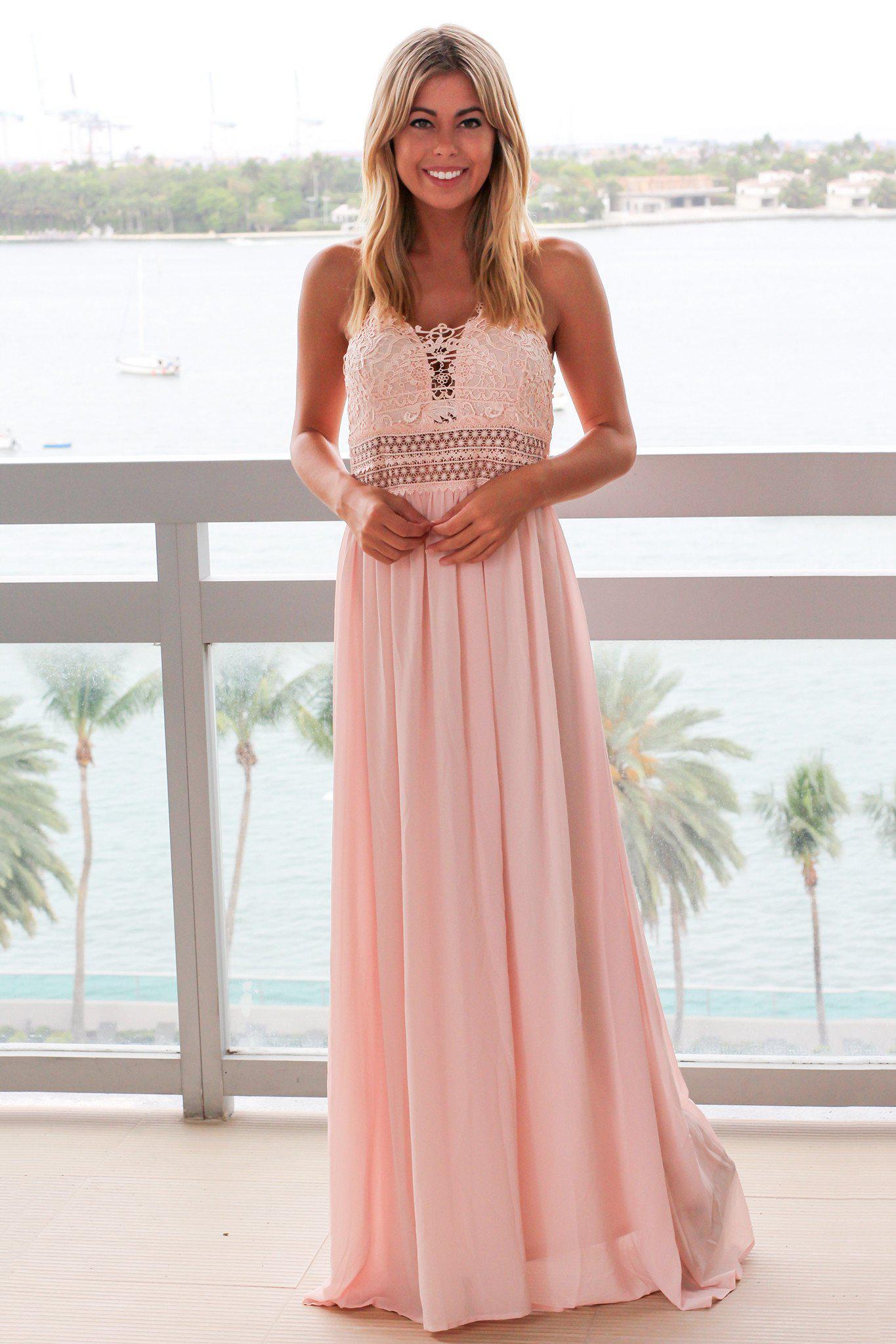 Dusty Pink Maxi Dress with Crochet Top