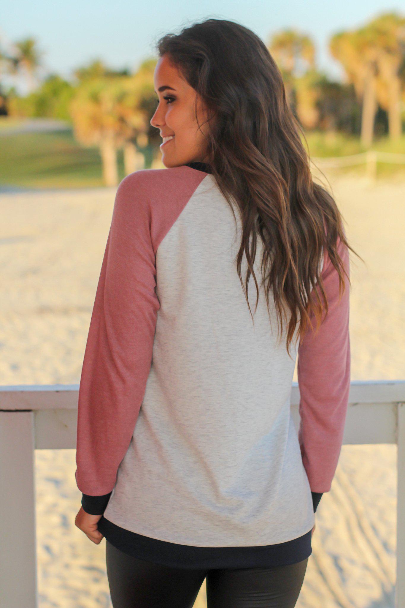Dusty Pink and Navy Pullover Top