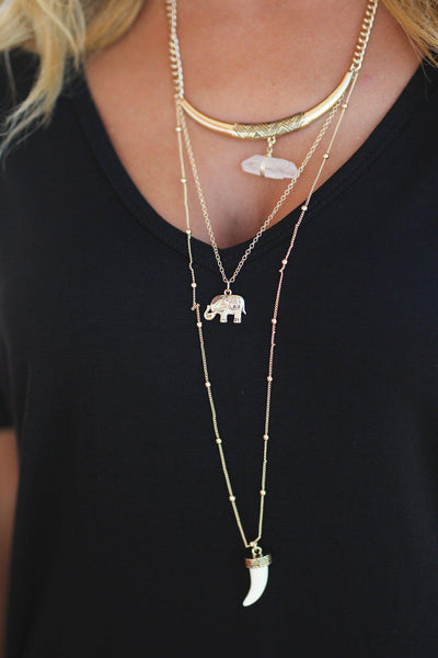 Gold Elephant Layered Necklace