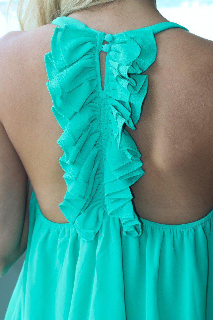 Emerald Green Top With Ruffle Back