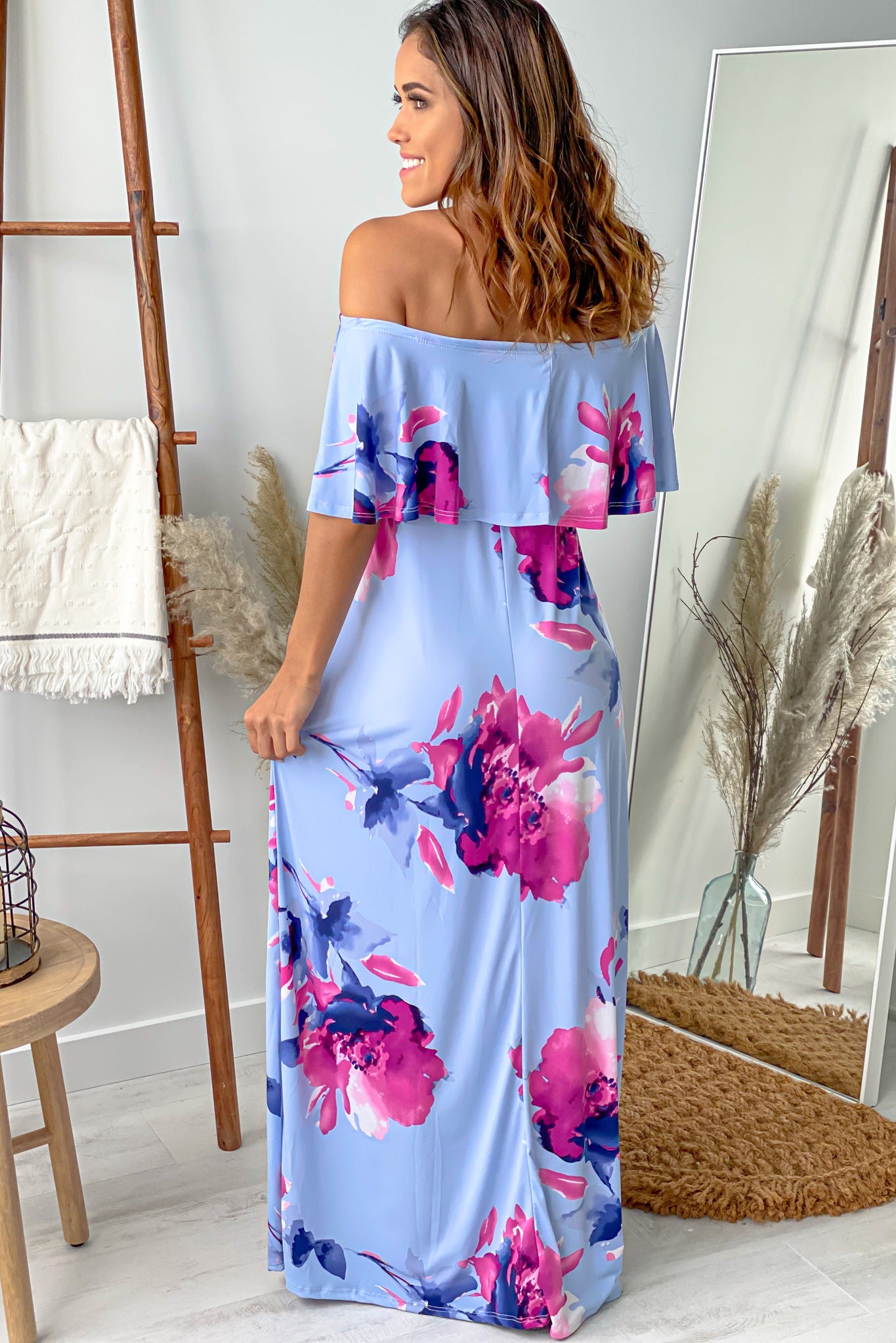 pink and blue floral maternity dress maternity dresses pink and blue Pink and Blue Floral Maxi Dress
