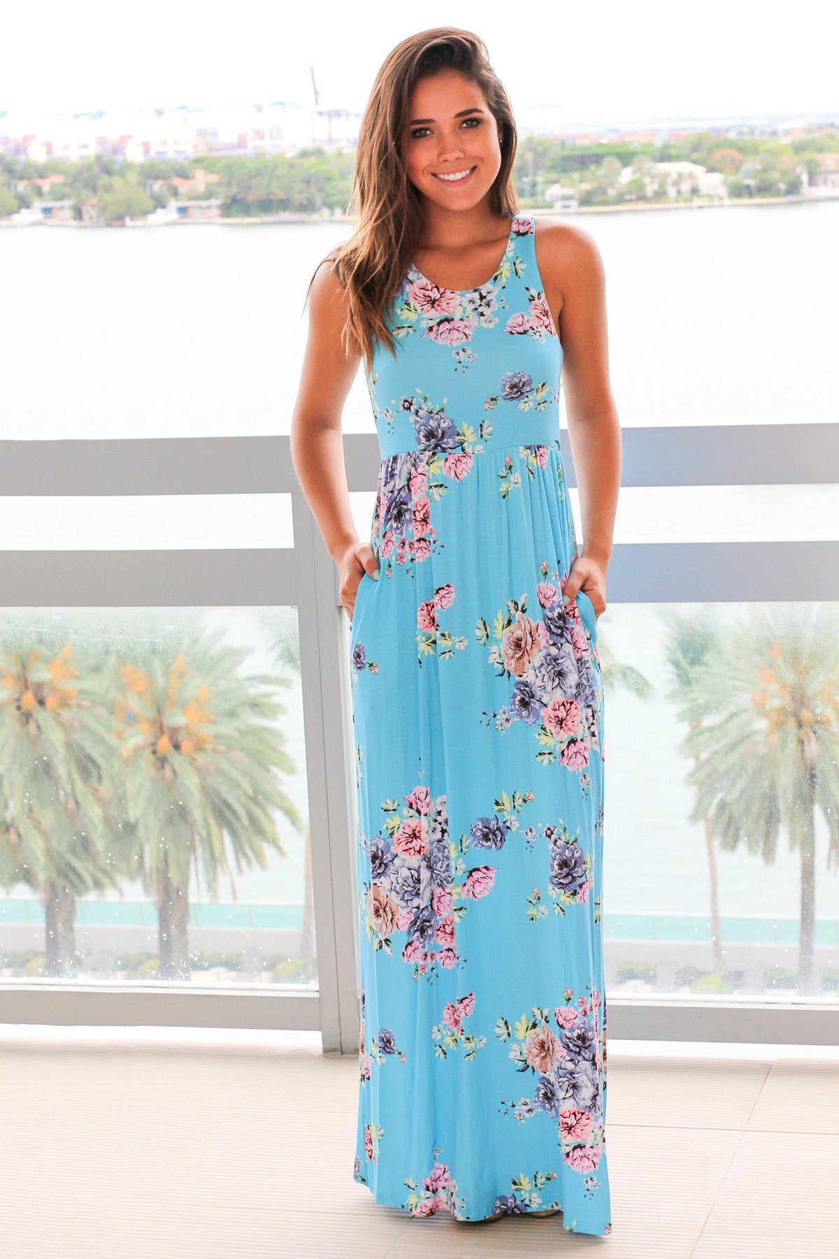 Sky Blue Floral Maxi Dress | Maxi Dresses – Saved by the Dress