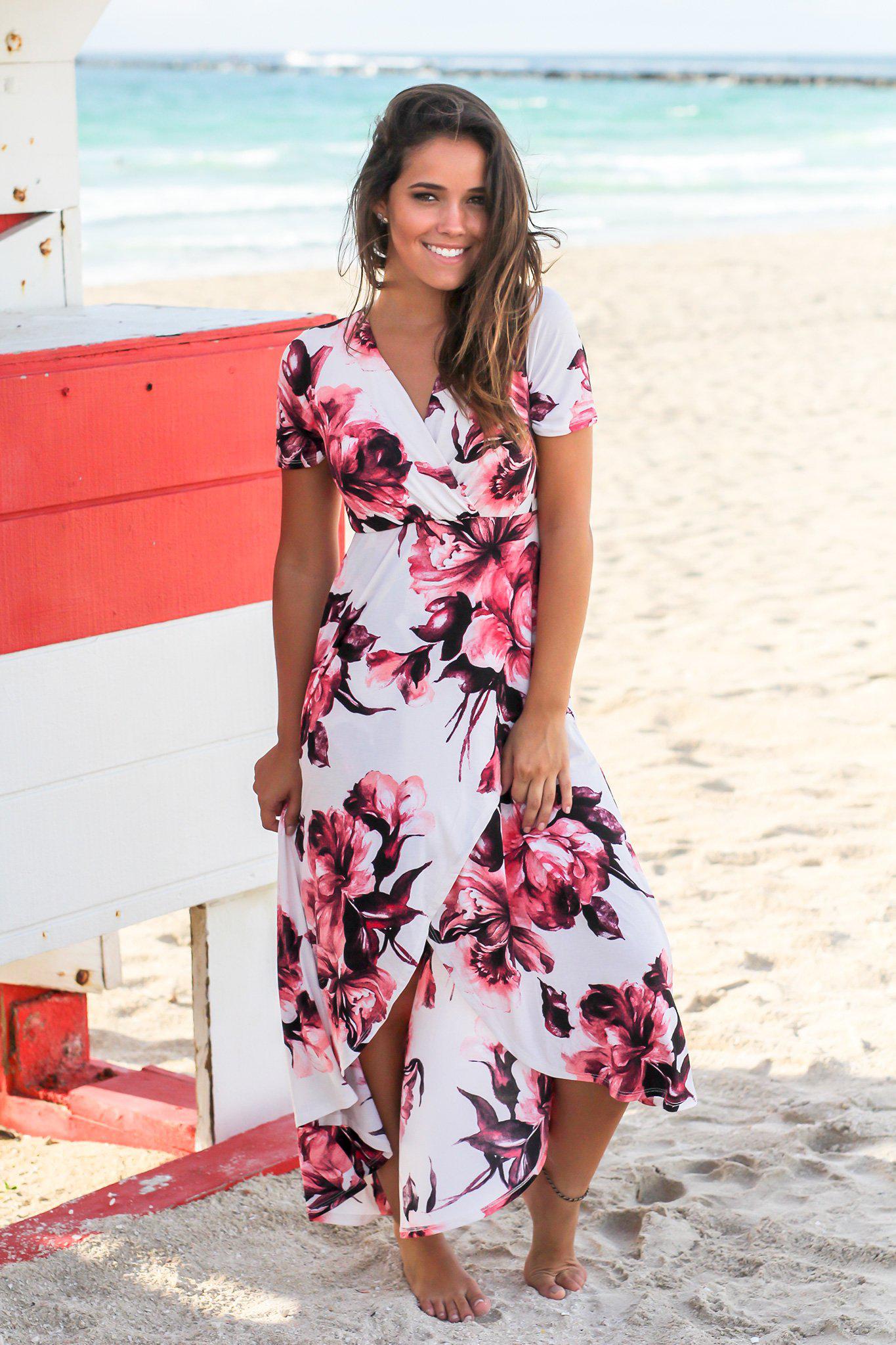 Ivory and Red Floral High Low Dress | Maxi Dresses – Saved by the Dress