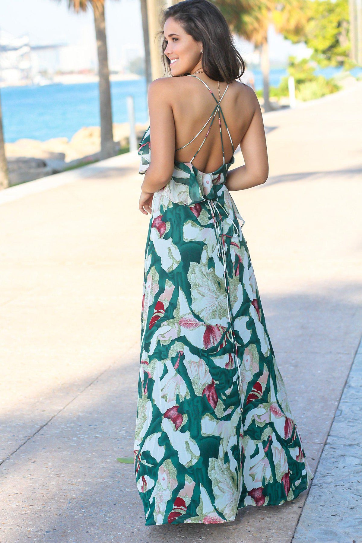 Green Floral Ruffle Wrap Maxi Dress | Maxi Dresses – Saved by the Dress