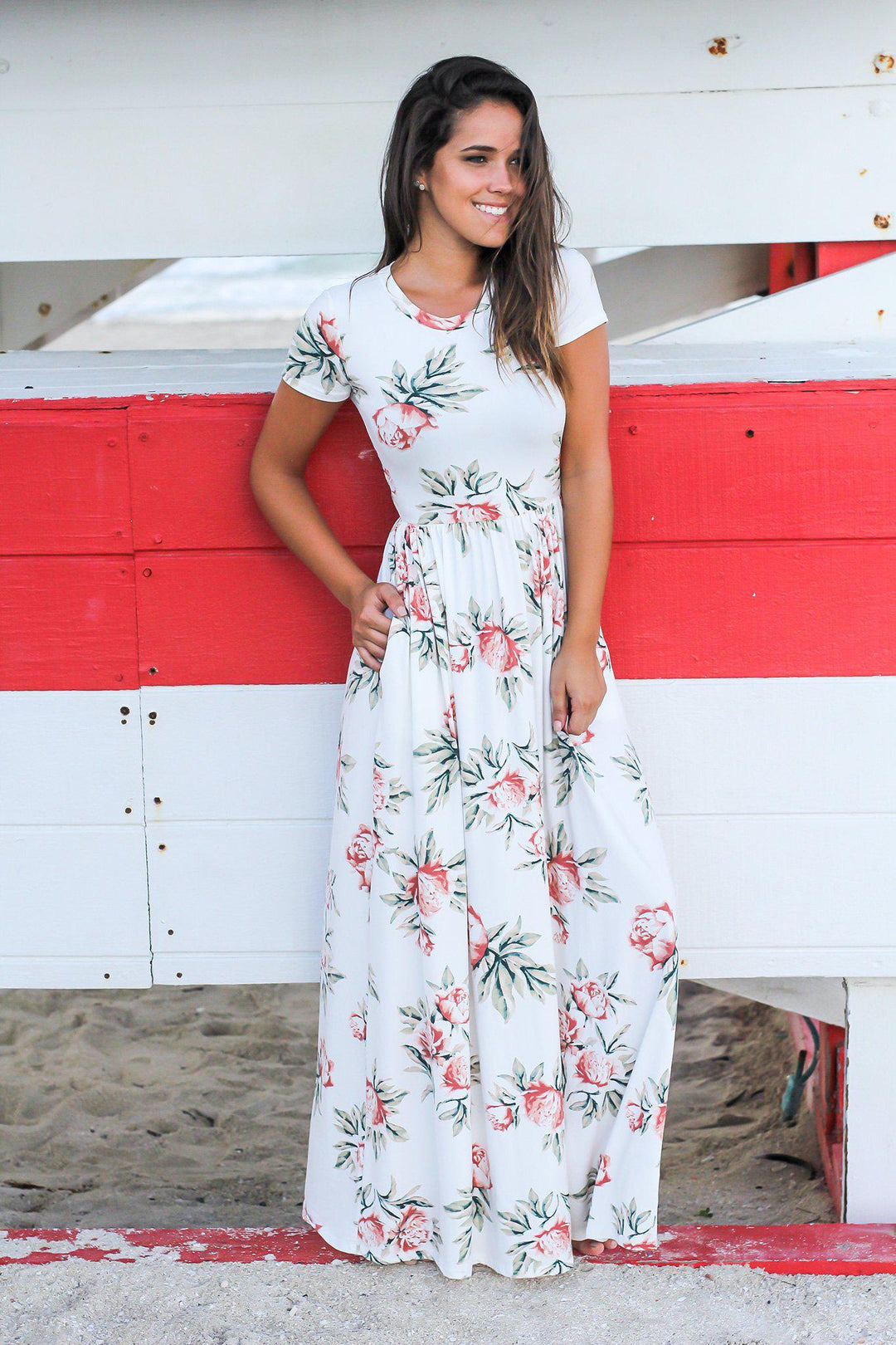White Floral Maxi Dress with Short Sleeves | Maxi Dresses Saved by the Dress White Floral Maxi Dress with Short Sleeves | Maxi Dresses Saved by the Dress