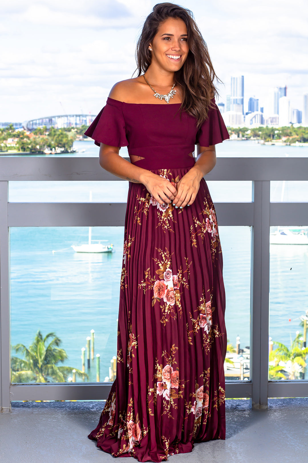 fitted lace wedding dress Purple Floral Drop Waist Midi Dress - All Dresses main image 1