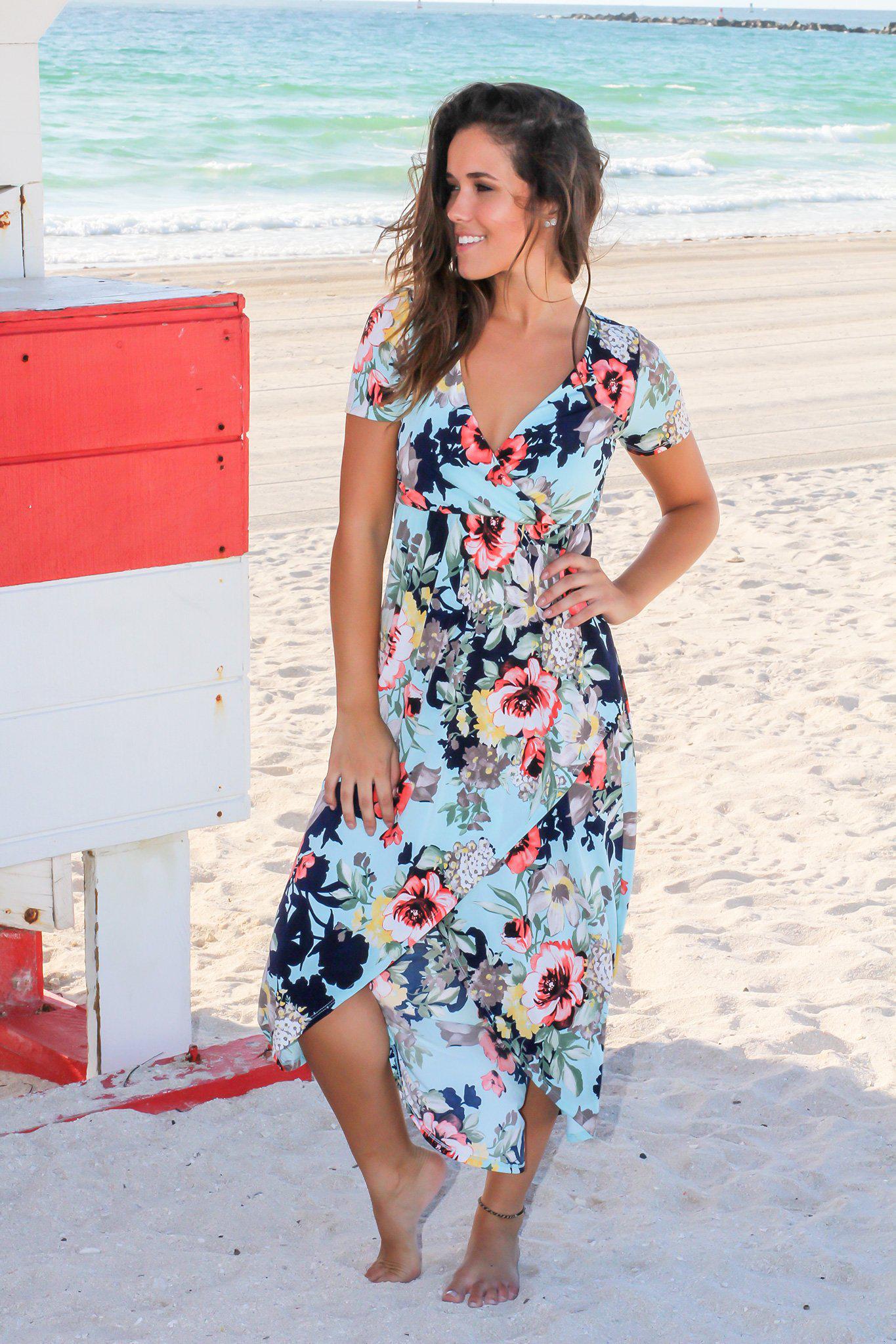 Mint Floral High Low Wrap Maxi Dress | Maxi Dresses – Saved by the Dress