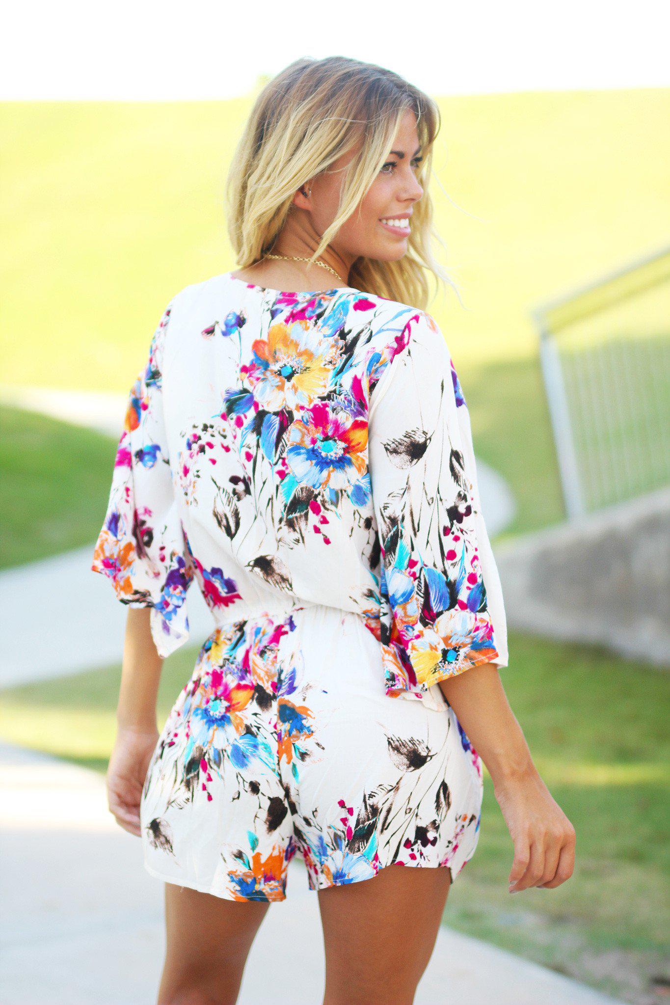 Ivory Floral Romper | Cute Rompers – Saved by the Dress