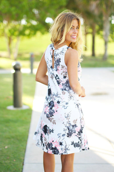 Ivory Floral Tunic Dress