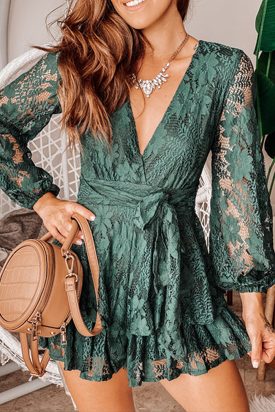 Forest Green Lace Romper