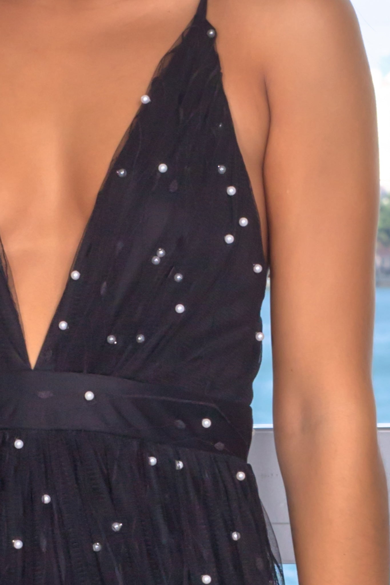 Black Tulle Maxi Dress with Pearl Detail | Maxi Dresses Saved by the Dress Black Tulle Maxi Dress with Pearl Detail | Maxi Dresses Saved by the Dress