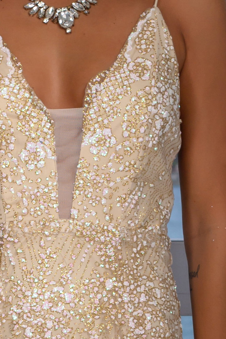 Gold Mesh Glitter Maxi Dress | Maxi Dresses  Saved by the Dress