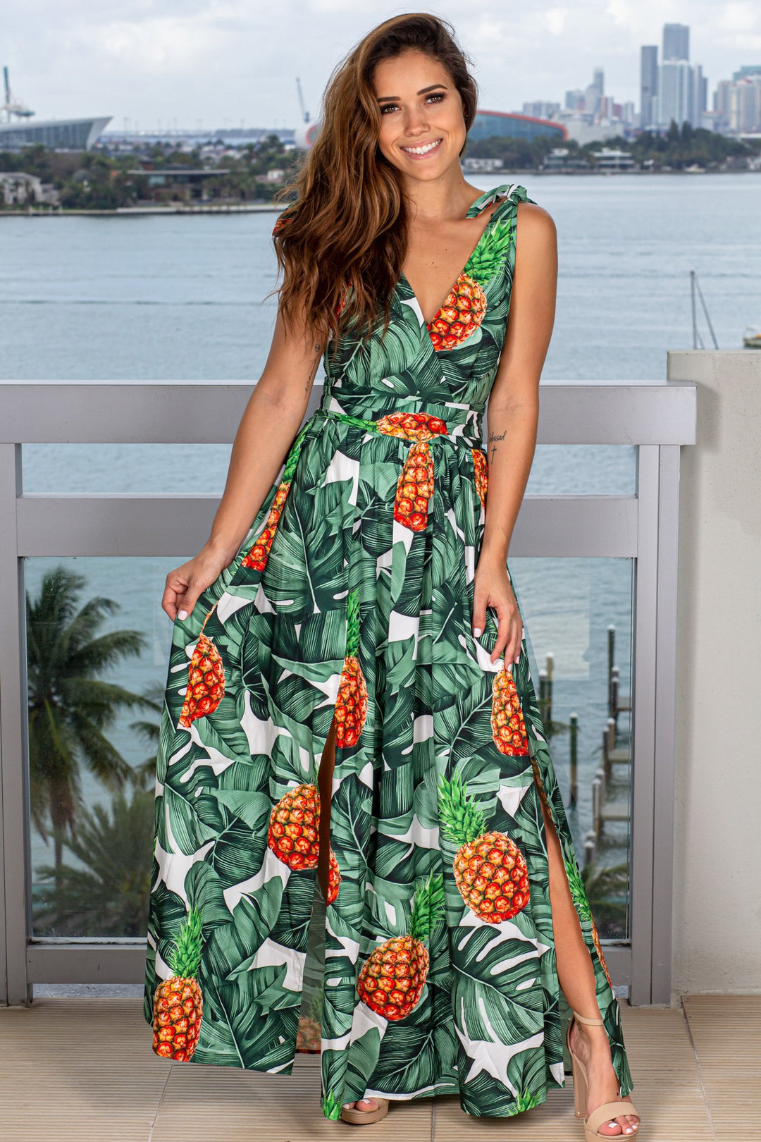 Tropical Printed Maxi Dress with Slits | Maxi Dresses Saved by the Dress Tropical Printed Maxi Dress with Slits | Maxi Dresses Saved by the Dress