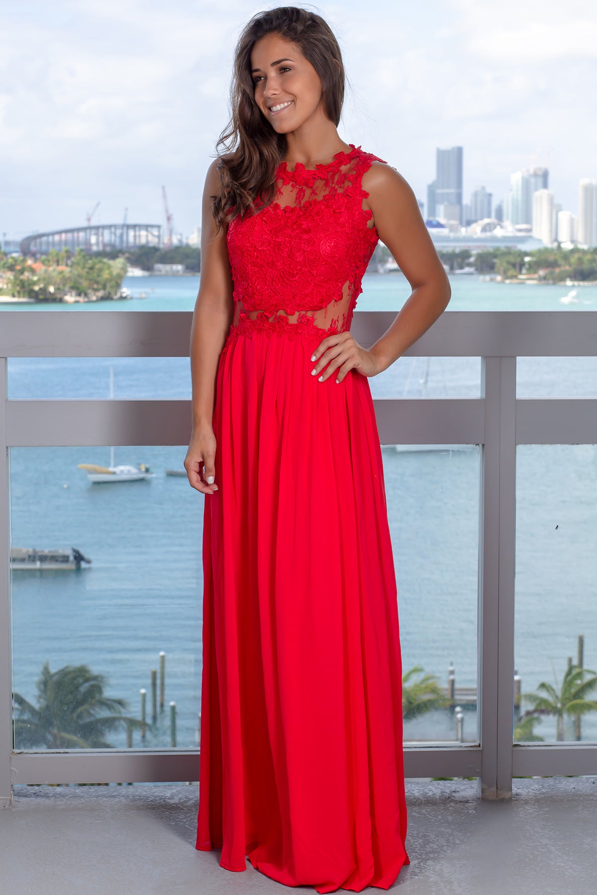 Red Lace Top Maxi Dress | Formal Dresses – Saved by the Dress