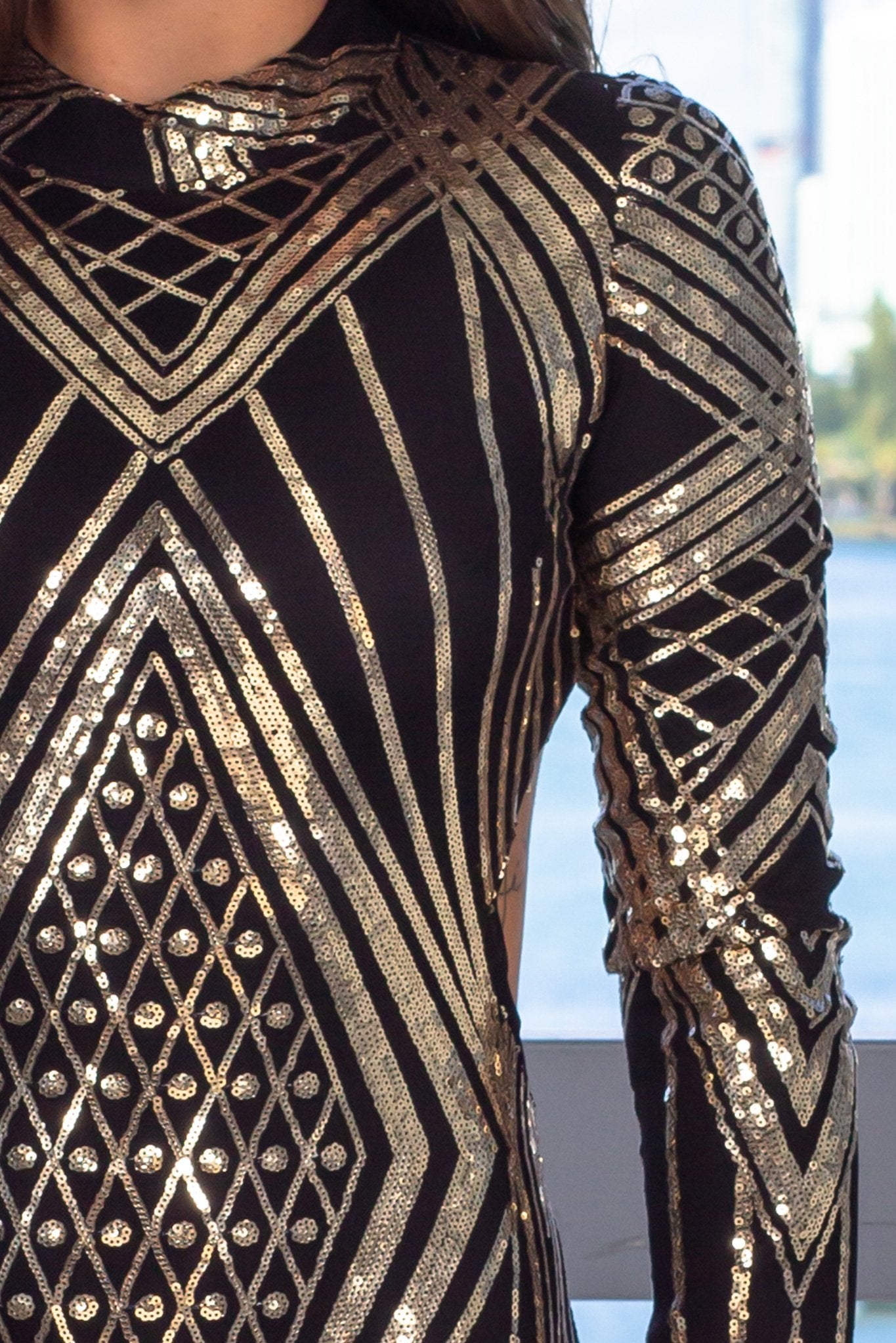 Black and Gold Open Back Sequin Short Dress | Short Dresses – Saved by ...