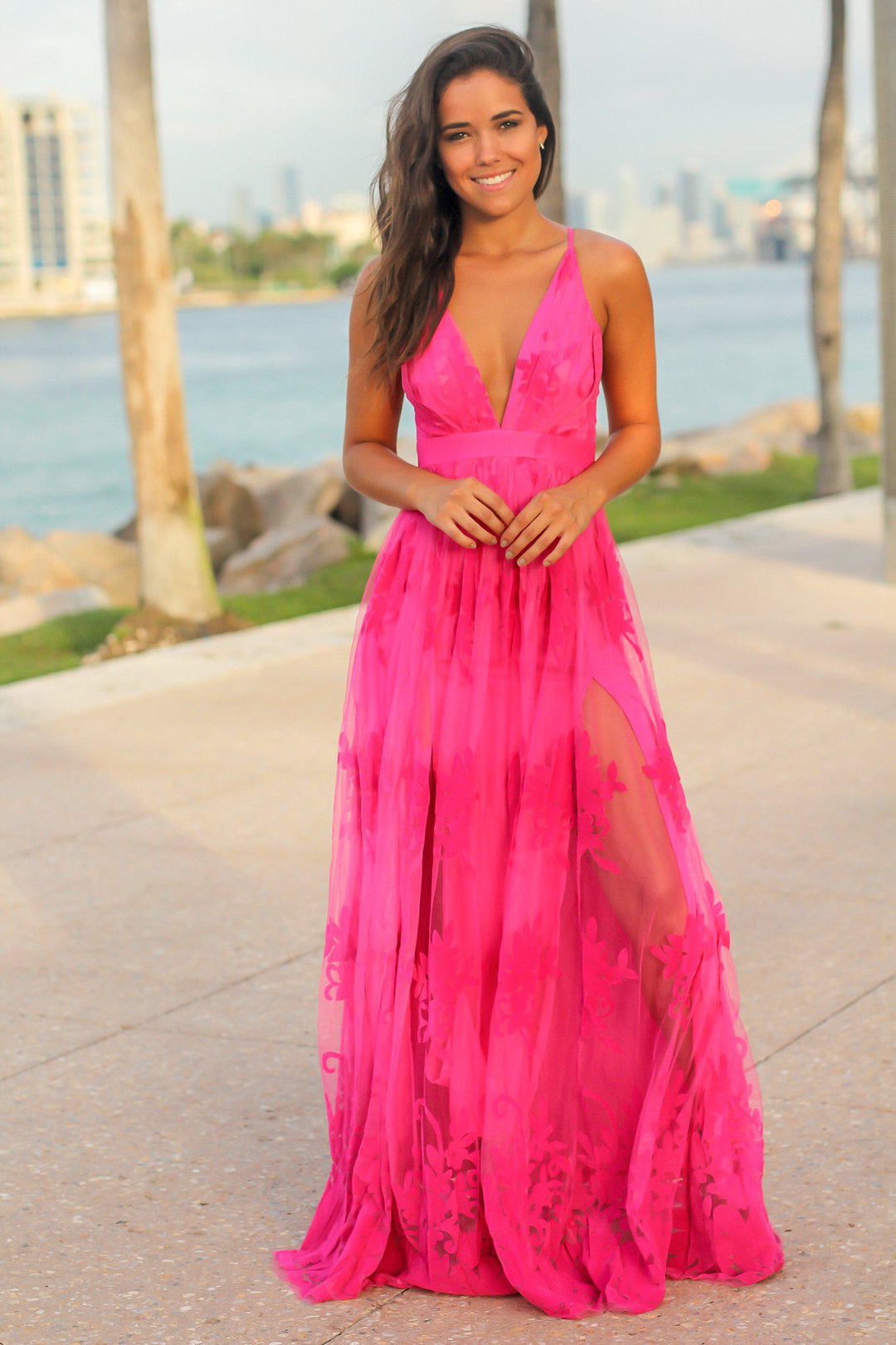 Fuchsia_Floral_Tulle_Maxi_Dres Fuchsia_Floral_Tulle_Maxi_Dres
