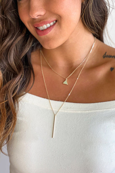 Gold Double Layer Necklace with Pendants