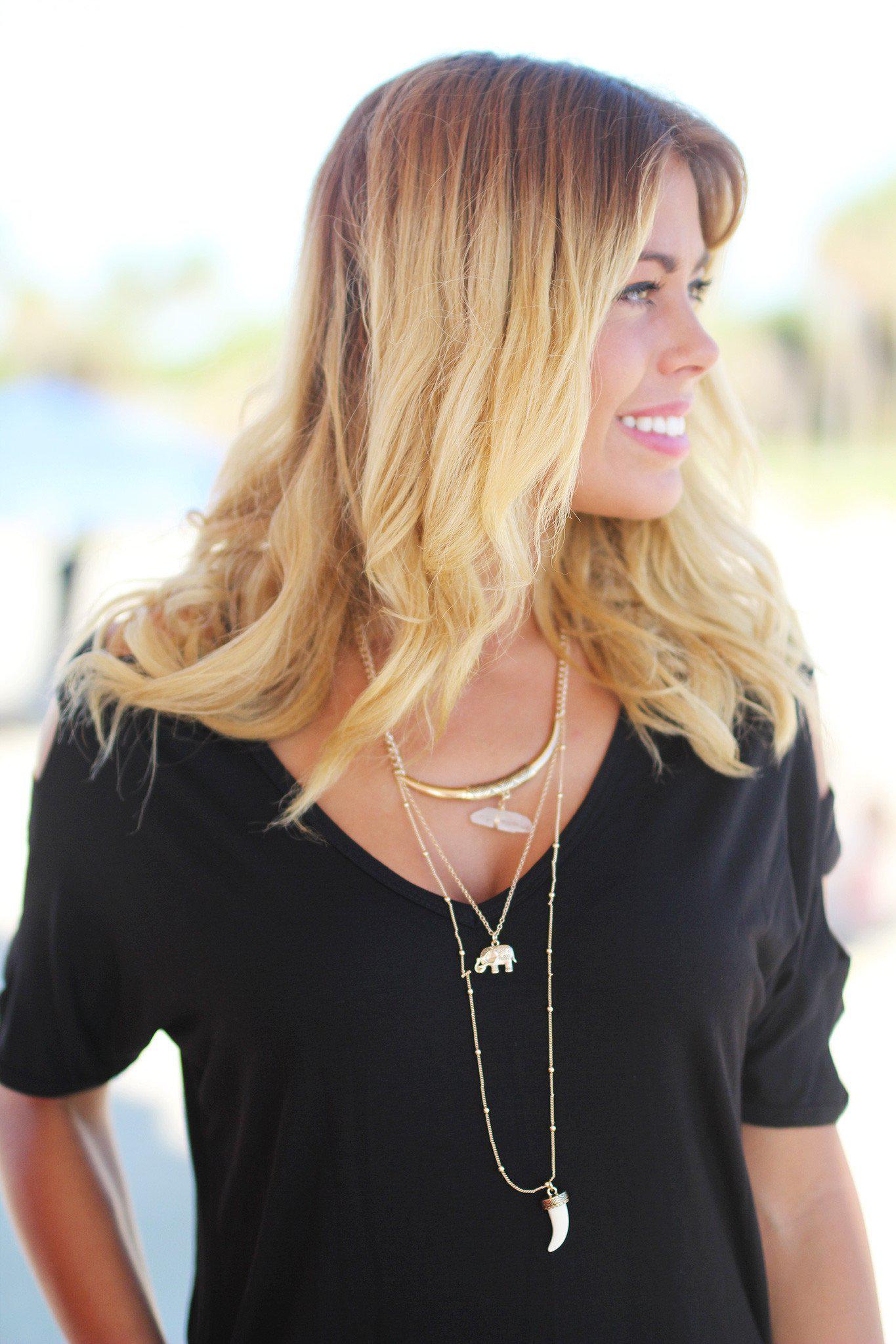 Gold Elephant Layered Necklace