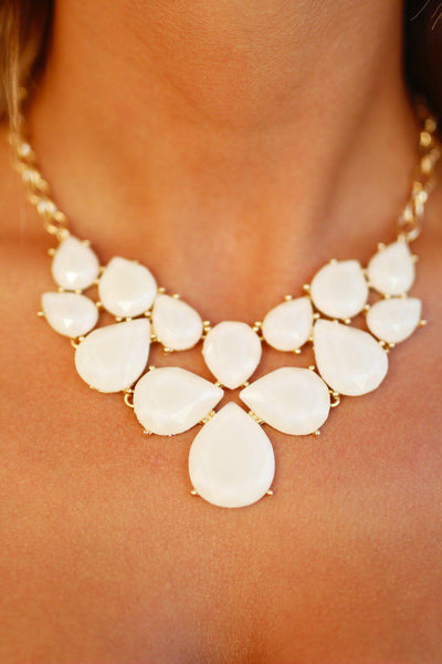 Ivory and Gold Teardrop Necklace
