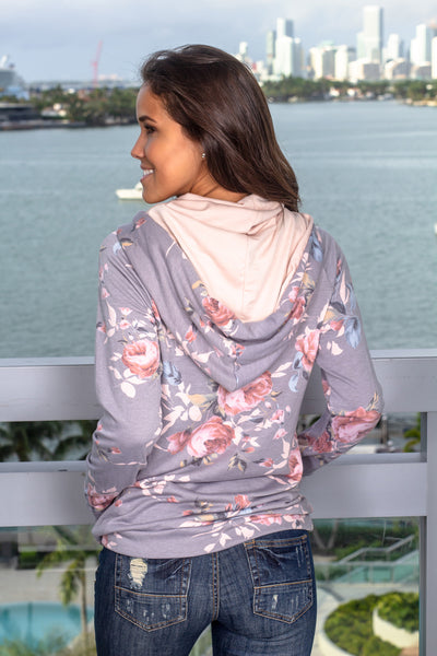 Gray Pullover with Floral Detail