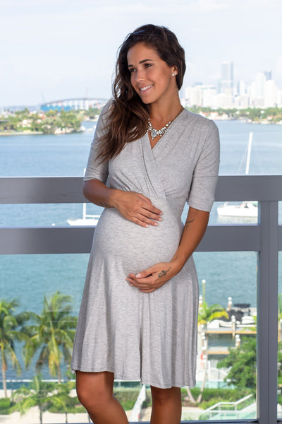 Gray Short Dress with Tie Back
