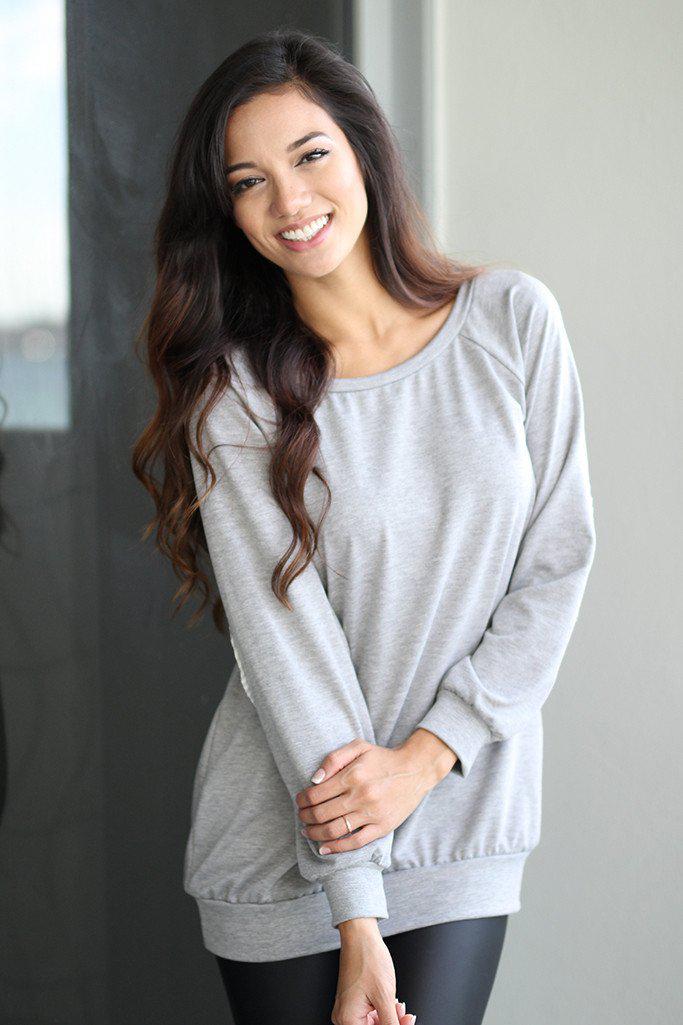 Gray Sweater With Heart Elbow Patches