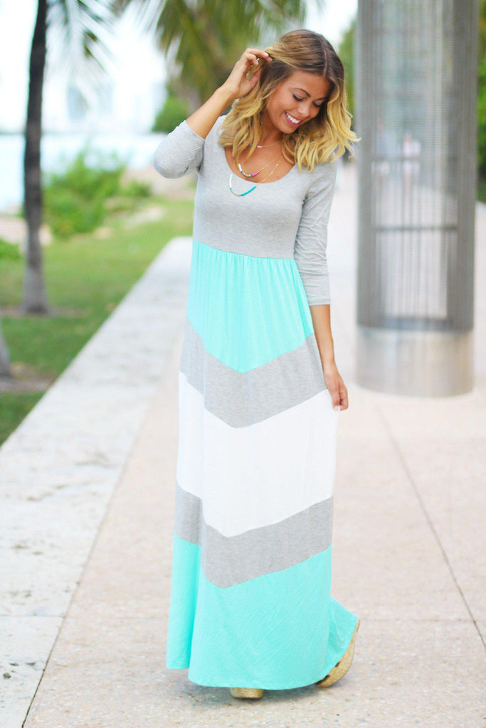 green emerald velvet dress Chevron Prints Backless Boho Maxi Dress – AROLORA main image 1