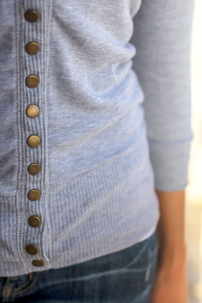 Heather Gray Cardigan with 3/4 Sleeves