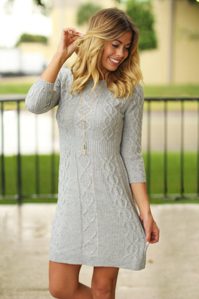 heather gray knitted sweater dress