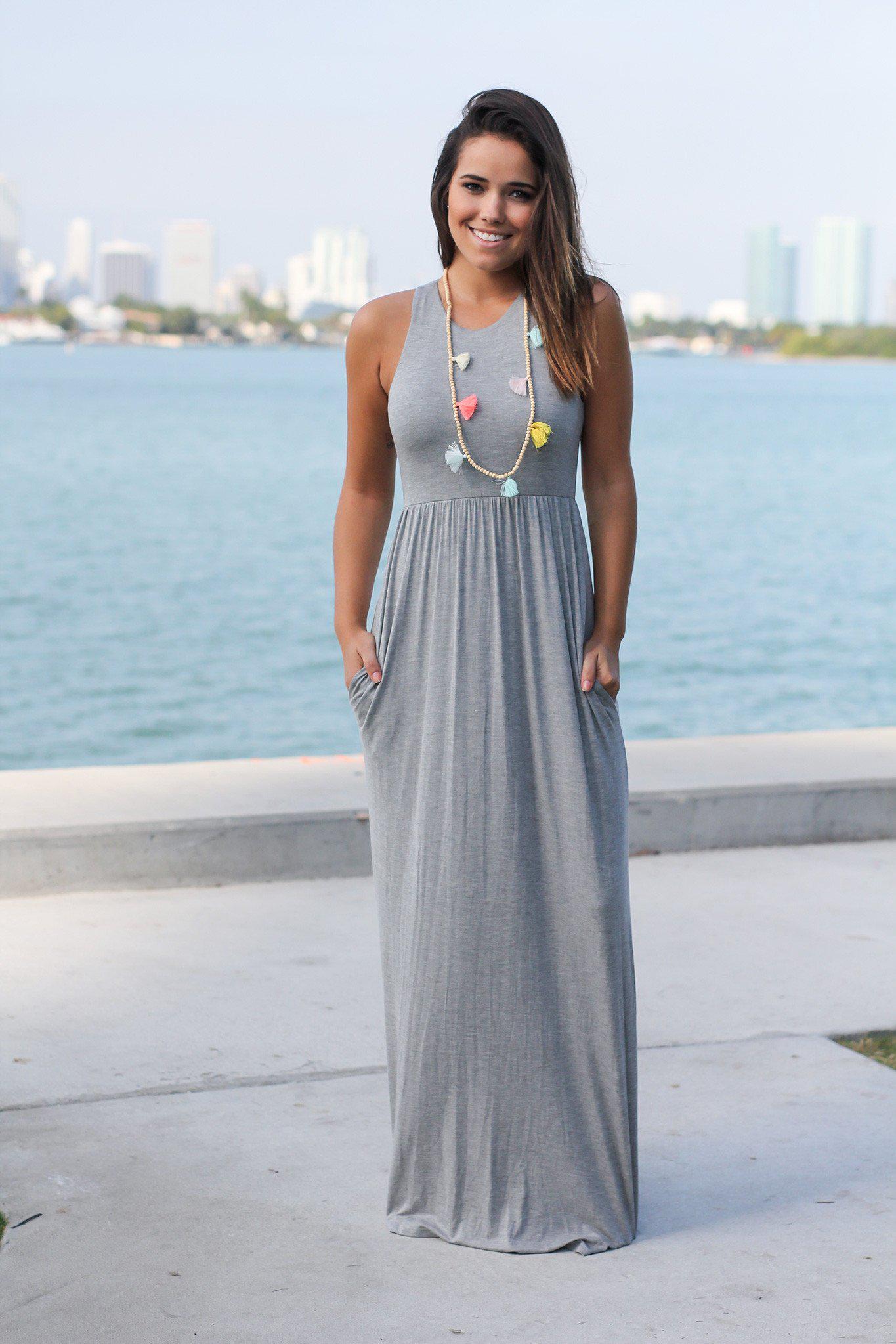heather grey maxi dress Women's Tanya Off The Shoulder Sweater Maxi Dress in Heather Grey main image 1