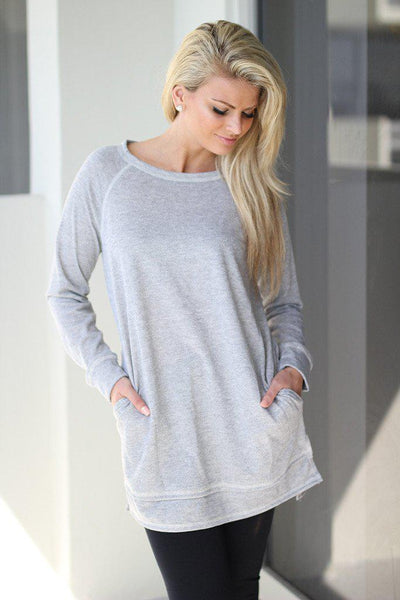 Heather Gray Tunic with Pockets