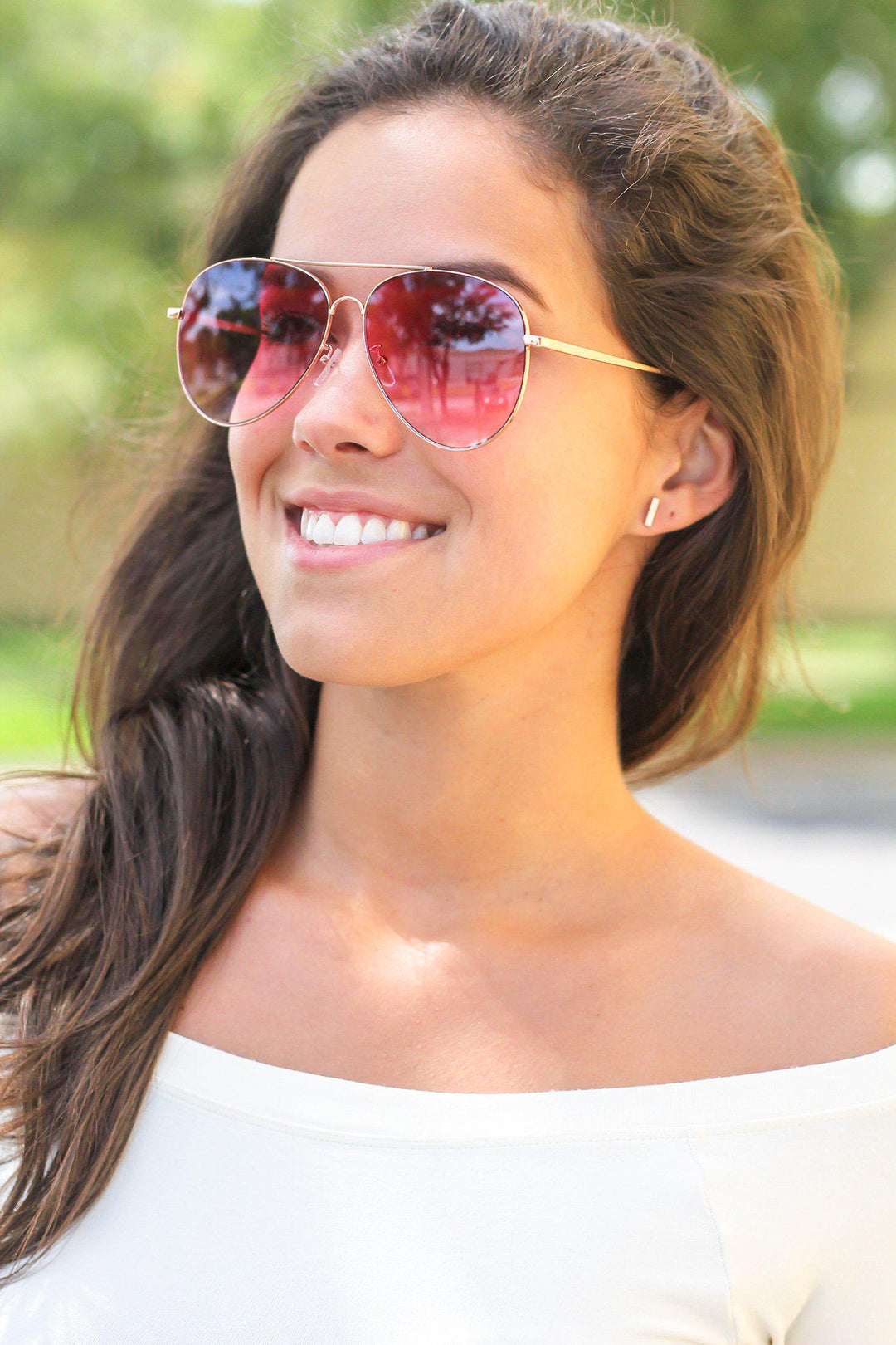 Hot Pink Aviators with Gold Frame Sunglasses Saved by the Dress