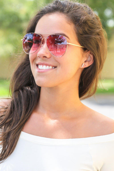 Hot Pink Aviators with Gold Frame