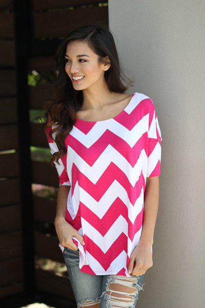 Hot Pink Chevron Top