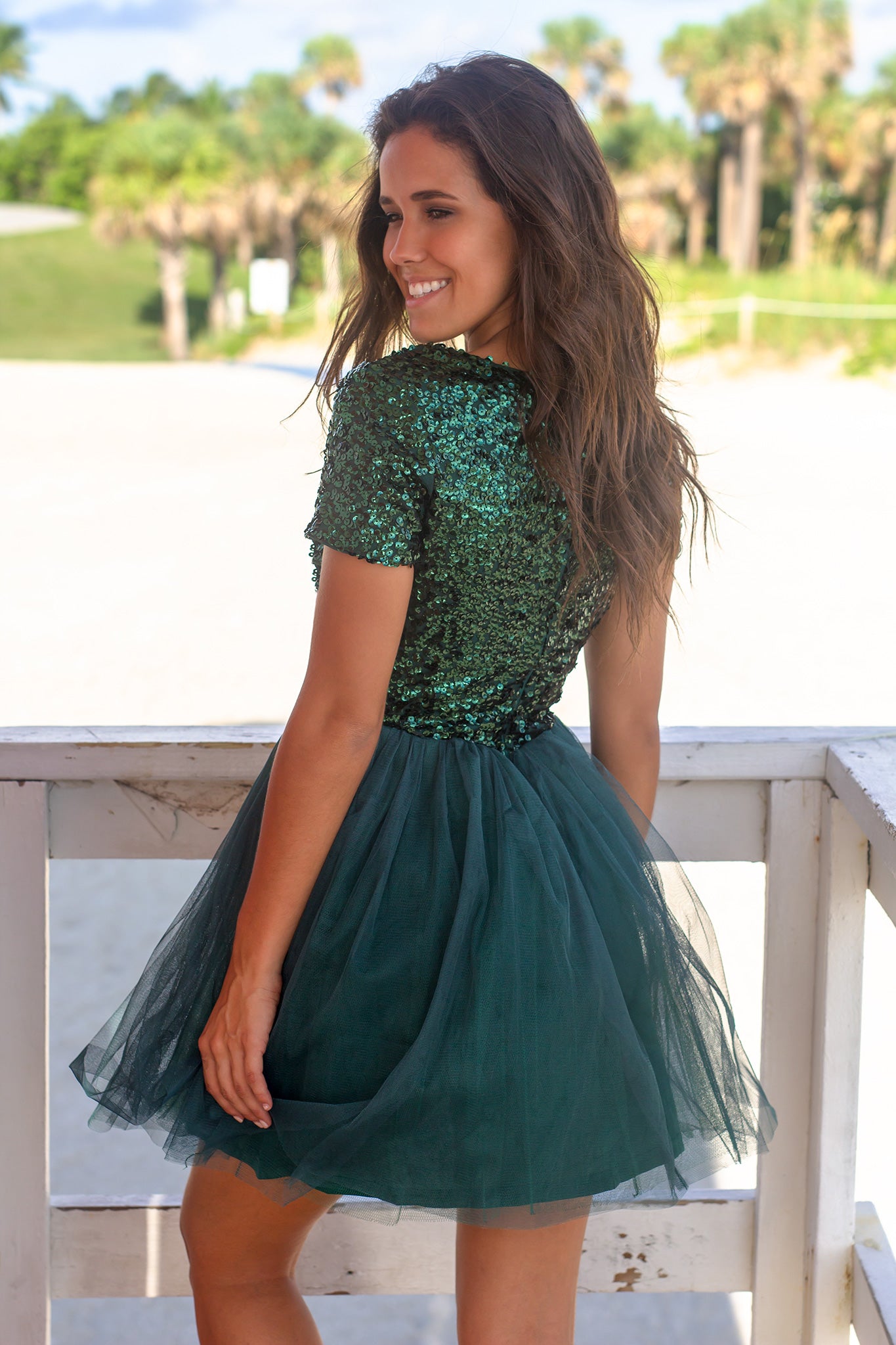 Hunter Green Sequin Top Short Dress | Short Dresses Saved by the Dress Hunter Green Sequin Top Short Dress | Short Dresses Saved by the Dress