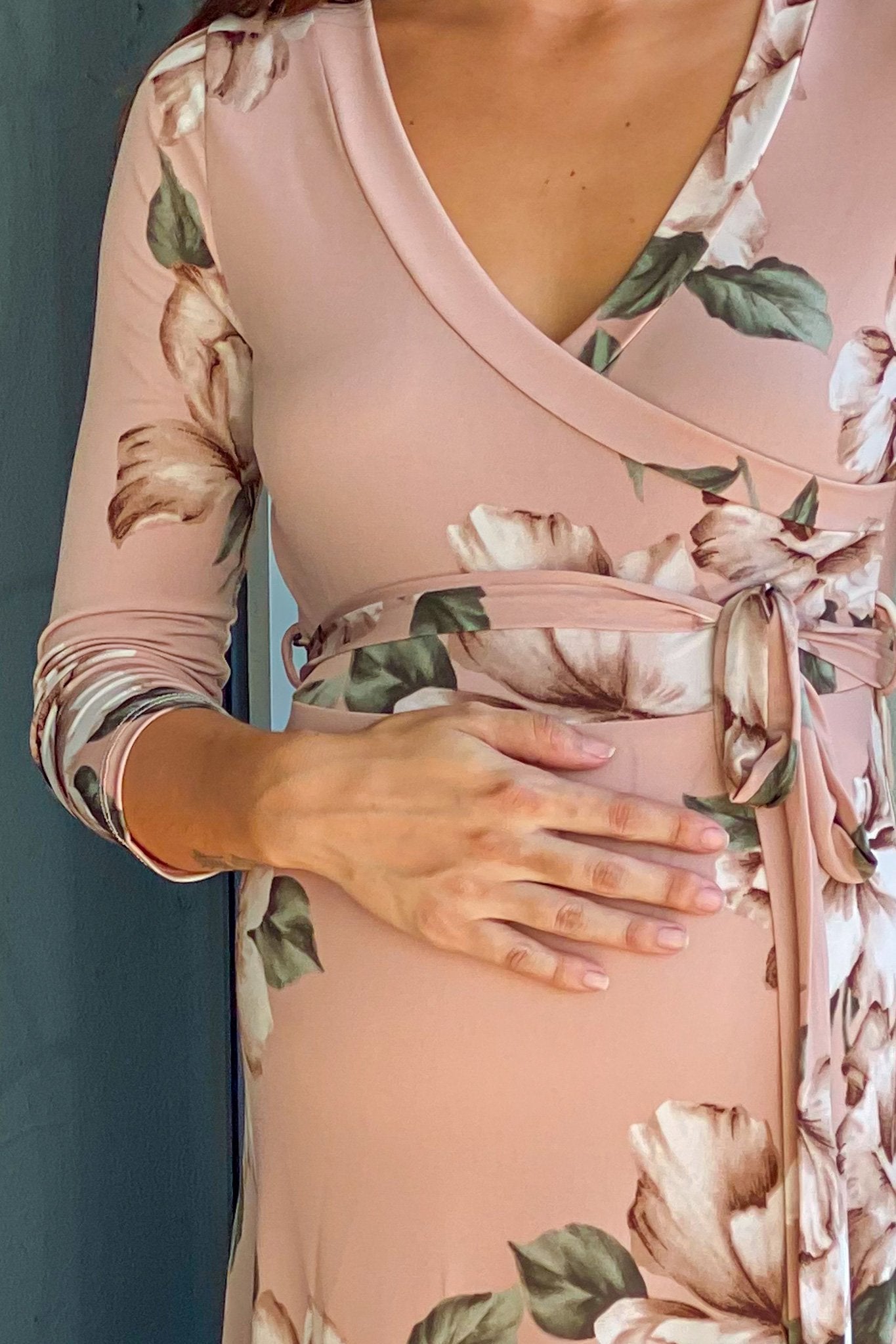Blush Floral Maxi Dress with Tie Back