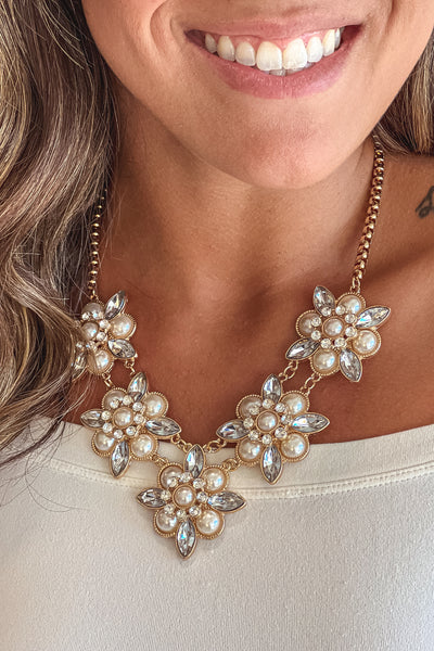 Gemstone and Pearl Statement Necklace
