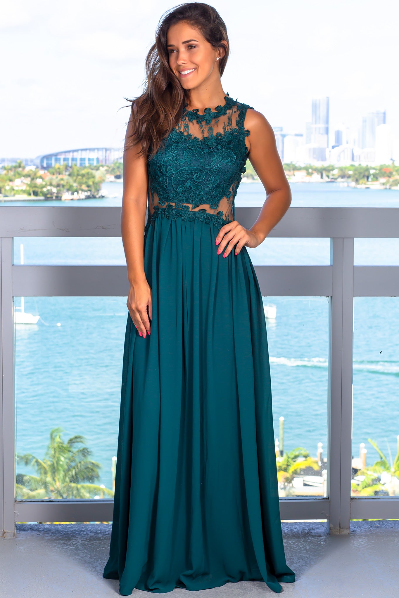 Hunter Green Lace Top Maxi Dress | Formal Dresses Saved by the Dress Hunter Green Lace Top Maxi Dress | Formal Dresses Saved by the Dress