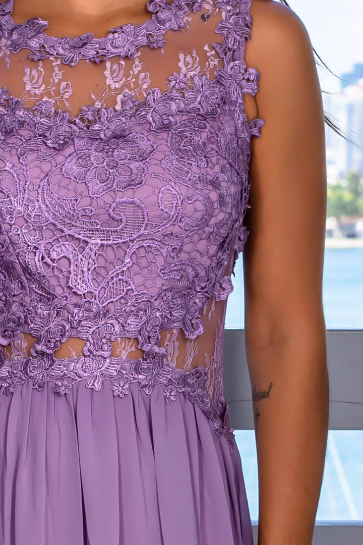 Dusty Lilac Lace Top Maxi Dress | Maxi Dresses  Saved by the Dress